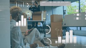 Animation of diagrams and data processing over african american businesswoman using smartphone. Global business and digital interface concept digitally generated video. - Powered by Shutterstock - Get 15% off with code: PIKWIZARD15