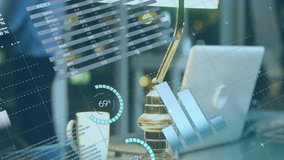 Animation of diagrams and data processing over caucasian businessman using smartphone. Global business and digital interface concept digitally generated video. - Powered by Shutterstock - Get 15% off with code: PIKWIZARD15