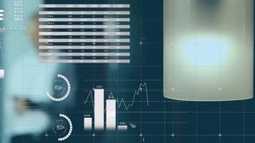 Animation of diagrams and data processing over caucasian businessman using smartphone. Global business and digital interface concept digitally generated video. - Powered by Shutterstock - Get 15% off with code: PIKWIZARD15