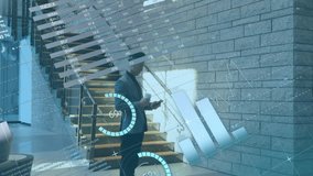 Animation of diagrams and data processing over asian businessman using smartphone. Global business and digital interface concept digitally generated video. - Powered by Shutterstock - Get 15% off with code: PIKWIZARD15