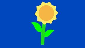 Simple and cheerful animation of a yellow sunflower blooming on a blue background. Perfect for kids' content, spring themes, or nature-inspired projects.  - Powered by Shutterstock - Get 15% off with code: PIKWIZARD15