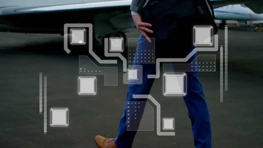 Animation of shapes moving over caucasian businessman at airport. Global business and digital interface concept digitally generated video. - Powered by Shutterstock - Get 15% off with code: PIKWIZARD15