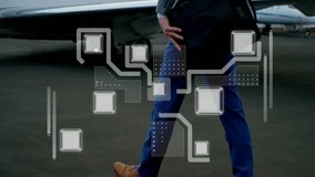 Animation of shapes moving over caucasian businessman at airport. Global business and digital interface concept digitally generated video. - Powered by Shutterstock - Get 15% off with code: PIKWIZARD15