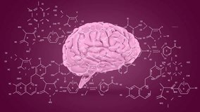 Animation of data processing and chemical formula over brain. Global science and digital interface concept digitally generated video. - Powered by Shutterstock - Get 15% off with code: PIKWIZARD15