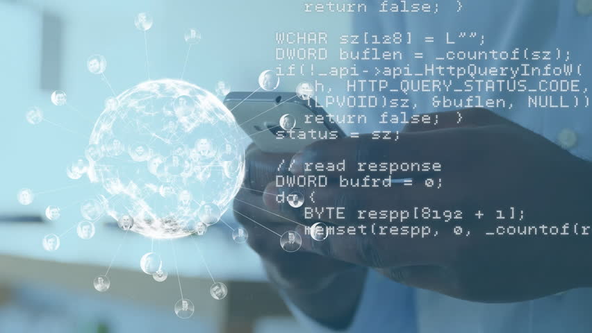 Animation of data processing and globe over biracial man using smartphone. Global business and digital interface concept digitally generated video. - Powered by Shutterstock - Get 15% off with code: PIKWIZARD15