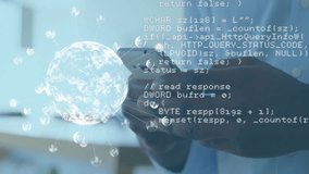 Animation of data processing and globe over biracial man using smartphone. Global business and digital interface concept digitally generated video. - Powered by Shutterstock - Get 15% off with code: PIKWIZARD15