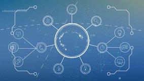 Animation of data processing and globe with icons over white frame. Global business and digital interface concept digitally generated video. - Powered by Shutterstock - Get 15% off with code: PIKWIZARD15