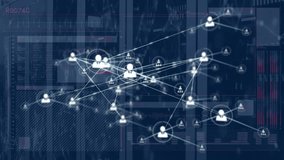 Animation of network of connections with people icons over computer servers. Global connections, computing and data processing concept digitally generated video. - Powered by Shutterstock - Get 15% off with code: PIKWIZARD15