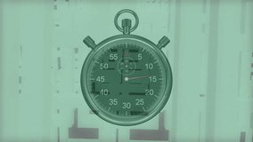 Animation of stopwatch with moving hands over circuit board. Connection, time, processing, data, transfer and communication, digitally generated video. - Powered by Shutterstock - Get 15% off with code: PIKWIZARD15