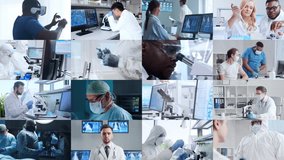Collection of images featuring medical professionals and scientist in lab and surgery, highlighting teamwork, innovation, and advanced healthcare technology. - Powered by Shutterstock - Get 15% off with code: PIKWIZARD15