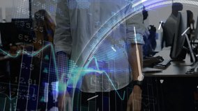 Animation of scanner with clock and data processing over biracial businesswoman at office. Business, connection, teamwork, digital interface and communication, digitally generated video. - Powered by Shutterstock - Get 15% off with code: PIKWIZARD15