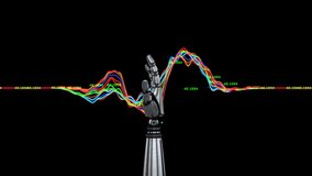 Animation of robot arm globe with connections and data processing over black background. Global artificial intelligence, connections, computing and data processing concept digitally generated video. - Powered by Shutterstock - Get 15% off with code: PIKWIZARD15