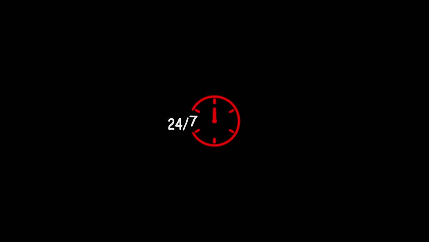 24 hours timer clock icon and all-time service 7-day. 24 hours 7 days clock timer icon.