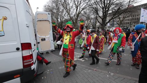 DUSSELDORF, GERMANY – FEBRUARY 11: People celebrate Rosenmontag Karneval or Carnival. February 11, 2013,  Düsseldorf, Germany

