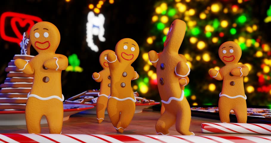 Xmas dance with Gingerbread man 