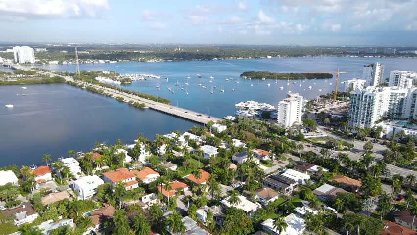 Aerial Views and Footage of North Bay Village Miami  Florida USA