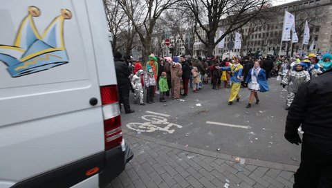 DUSSELDORF, GERMANY – FEBRUARY 11: People celebrate Rosenmontag Karneval or Carnival. February 11, 2013,  Düsseldorf, Germany

