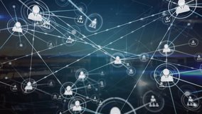 Animation of network of connections with people icons over landscape. Global connections, computing and data processing concept digitally generated video. - Powered by Shutterstock - Get 15% off with code: PIKWIZARD15