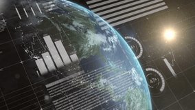 Animation of statistics and digital data processing over globe. Global connections, computing and data processing concept digitally generated video. - Powered by Shutterstock - Get 15% off with code: PIKWIZARD15