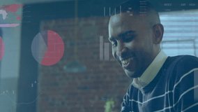 Animation of financial data processing over african american man using smartphone. Global finance, business, connections, computing and data processing concept digitally generated video. - Powered by Shutterstock - Get 15% off with code: PIKWIZARD15