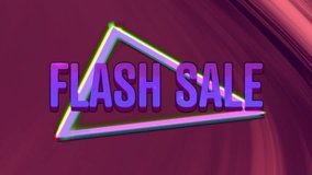 Animation of flash sale text over neon triangle on dark background. Global cyber shopping, digital interface, communication, computing and data processing concept digitally generated video. - Powered by Shutterstock - Get 15% off with code: PIKWIZARD15