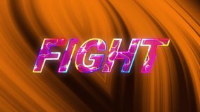 Animation of fight text over light trails background. Global video game, digital interface, communication, computing and data processing concept digitally generated video. - Powered by Shutterstock - Get 15% off with code: PIKWIZARD15