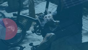 Animation of data processing and diagrams over biracial man using smartphone in city. Global business and digital interface concept digitally generated video. - Powered by Shutterstock - Get 15% off with code: PIKWIZARD15