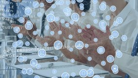 Animation of media icons and data processing over diverse colleagues clapping hands at meeting. Global business, teamwork and digital interface concept digitally generated video. - Powered by Shutterstock - Get 15% off with code: PIKWIZARD15