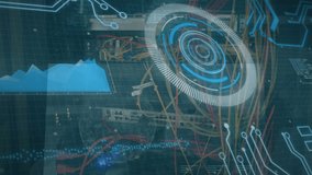 Animation of diagrams and scope scanning over server room. Global technology and digital interface concept digitally generated video. - Powered by Shutterstock - Get 15% off with code: PIKWIZARD15