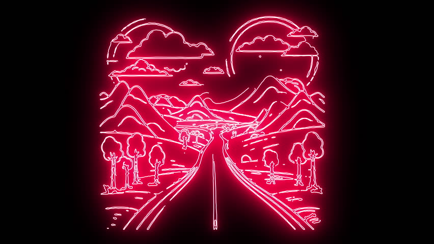 a rural scene with animated rays shining around