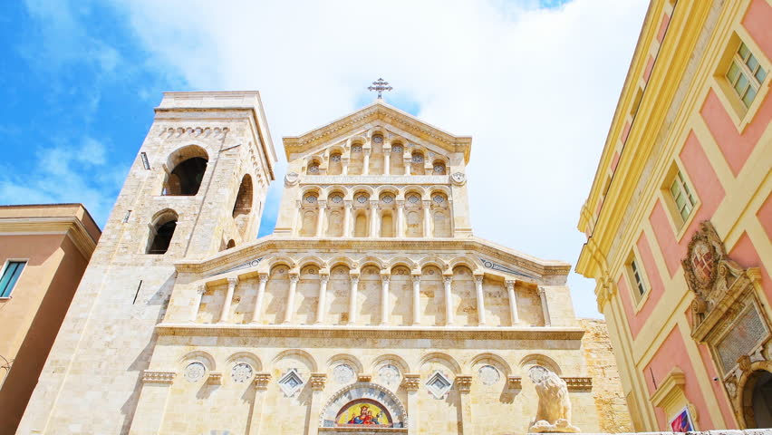 Cagliari Cathedral of Saint Mary Assumption and Saint Cecilia gothic baroque Roman catholic church of Sardinia in Cagliari, Italy on April 27, 2024