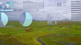 Animation of financial data processing over landscape. Global finance, business, connections, computing and data processing concept digitally generated video. - Powered by Shutterstock - Get 15% off with code: PIKWIZARD15