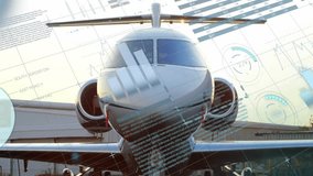 Animation of financial data processing over airplane. Global travel, finance, business, connections, computing and data processing concept digitally generated video. - Powered by Shutterstock - Get 15% off with code: PIKWIZARD15