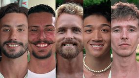 Happy Portraits of Smiling People Looking at Camera in Multi Screens Composition. Split Footage Series of Various Charming Faces of Bright Young Men. Collection Set of Authentic Boys with Cool Style - Powered by Shutterstock - Get 15% off with code: PIKWIZARD15