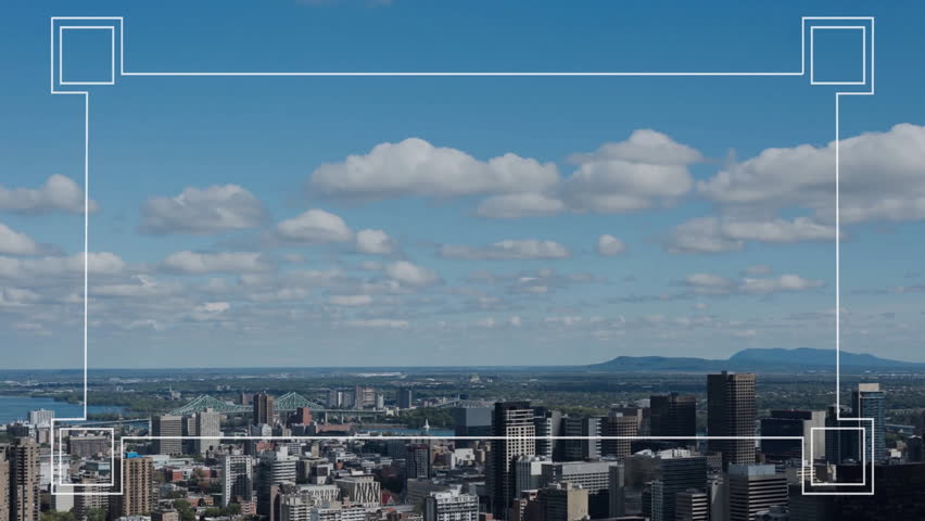 Animation of rectangular scanner scope over cloudy sky and cityscape. Data, processing, business, digital interface, connection and communication, digitally generated video. - Powered by Shutterstock - Get 15% off with code: PIKWIZARD15