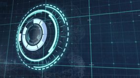 Animation of circular scope processing over grid on dark background. Digital interface, data, connection and communication, digitally generated video. - Powered by Shutterstock - Get 15% off with code: PIKWIZARD15
