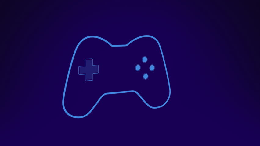 Animation of gamepad handset flashing on dark blue background. Network, data, processing, digital interface, connection, leisure, lifestyle and communication, digitally generated video. - Powered by Shutterstock - Get 15% off with code: PIKWIZARD15