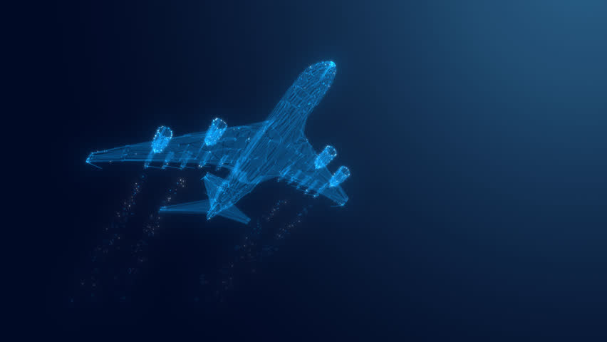 Seamless Loop Animation of 3D Wireframe Airplane, Business Concept with Alpha Channel and Copy Space - Powered by Shutterstock - Get 15% off with code: PIKWIZARD15
