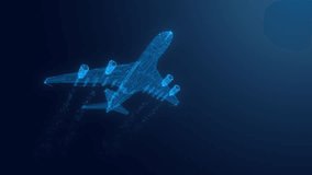 Seamless Loop Animation of 3D Wireframe Airplane, Business Concept with Alpha Channel and Copy Space - Powered by Shutterstock - Get 15% off with code: PIKWIZARD15