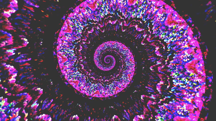 Seamless animation of a rainbow gradient texture illustration pattern swirl. Geometric colorful graphic spiral with a psychedelic look