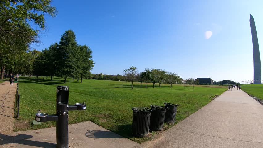 World famous Washington Monument under a blue sky. Washington D.C., USA