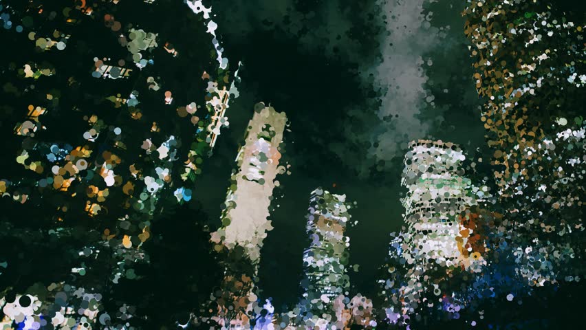 Boston at Night, Modern Painting, Background, Exclusive, 3D Render, Unique Design
