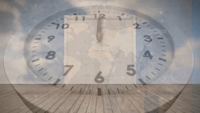 Animation of clock ticking over door opening onto clouds in sky. Time and data processing concept digitally generated video. - Powered by Shutterstock - Get 15% off with code: PIKWIZARD15