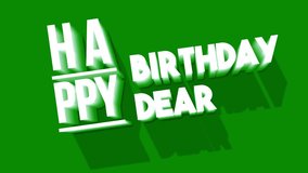 Happy birthday greeting 3D Text effect video. Birthday greeting text in green Background party hat, whistle hanging elements - Powered by Shutterstock - Get 15% off with code: PIKWIZARD15