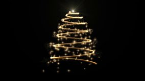 Abstract animated golden christmas tree with twirling glitter and star particles, scene opener or background, concepts, ideas, 4k, transparent background with alpha channel - Powered by Shutterstock - Get 15% off with code: PIKWIZARD15
