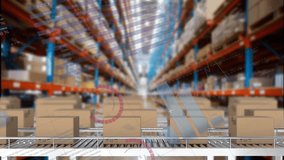 Animation of financial data processing over boxes on conveyor belts. Global shipping, finance, business, connections, computing and data processing concept digitally generated video. - Powered by Shutterstock - Get 15% off with code: PIKWIZARD15