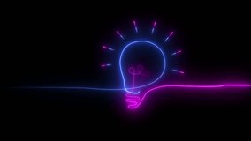 Glowing neon lightning bulb icon. Neon light blub icon animated on isolated black background. - Powered by Shutterstock - Get 15% off with code: PIKWIZARD15