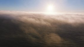 Dense fog blankets the ocean as the sun rises or sets, creating a serene scene along the California coast, possibly near San Francisco or Monterey. - Powered by Shutterstock - Get 15% off with code: PIKWIZARD15