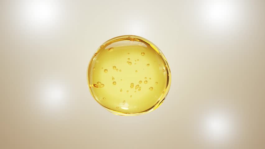 Animation 3D Golden Collagen Skin Serum and Vitamin illustration isolated on yellow color background. concept skin care cosmetics solution. 3d rendering.
