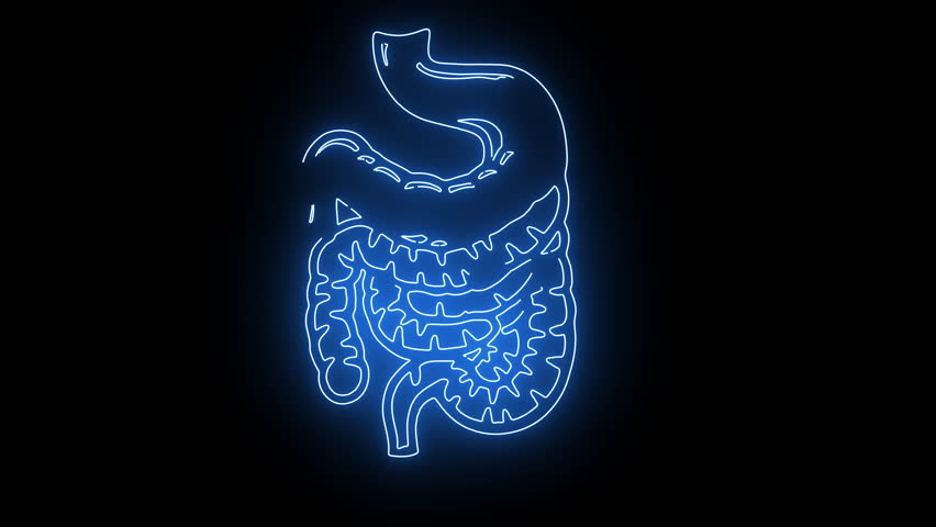 intestine icon with blue neon saber effect